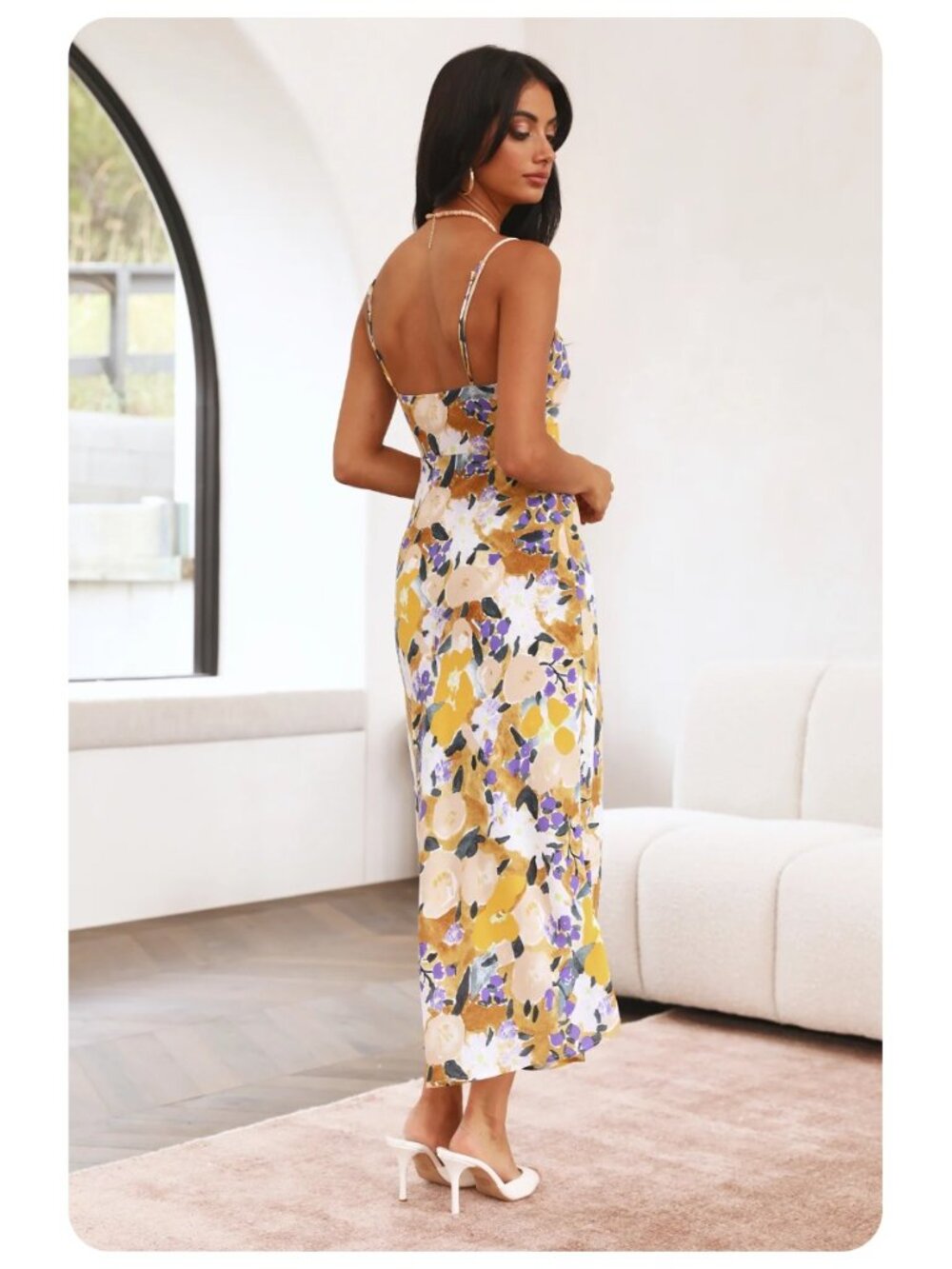 Hello Molly Living With Grace Spaghetti Strap Abstract Floral Print Maxi Dress - Picture 4 of 10
